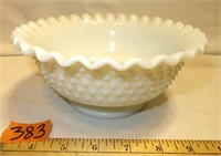 Milk Glass Hobnail Pie Crust Round Footed Bowl