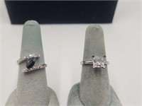 Two Genuine Gemstone and 925 Silver Rings