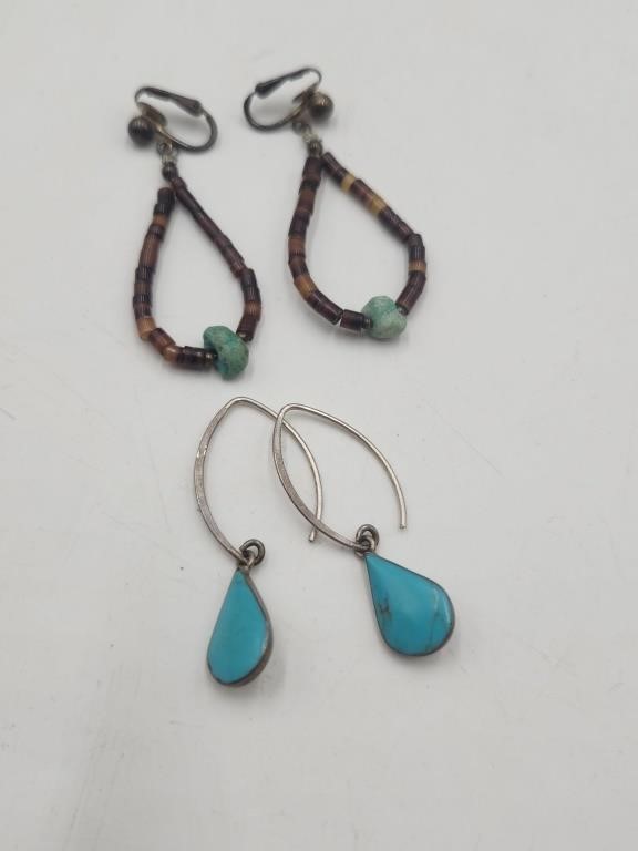 Two pair Sterling Silver Earrings, HOB MEXICO