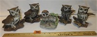 HOMCO Porcelain Barn Owls Figures