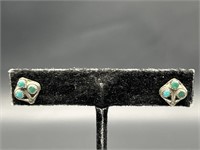 925 Silver w/Turquoise Earrings, 
TW 1.89g