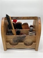 Esquire Footman DeLuxe Wooden Shoe Shine Kit w/
