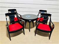 MCM Black Lacquer Table w/4 Chairs