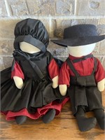 Pair of Handmade Amish Cloth Dolls