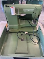 Vtg. Elna Supermatic Sewing Machine in Metal Case