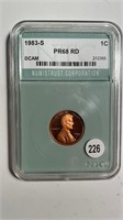 1983-S LINCOLN CENT NTC PR68 RED DCAM