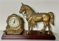 Metal Horse clock, does run
