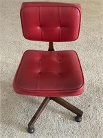 Mid Century Modern  Red Vinyl Rolling Office Chair