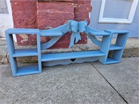 Vtg Wood Wall Shelf Blue Bow Design Resale $40