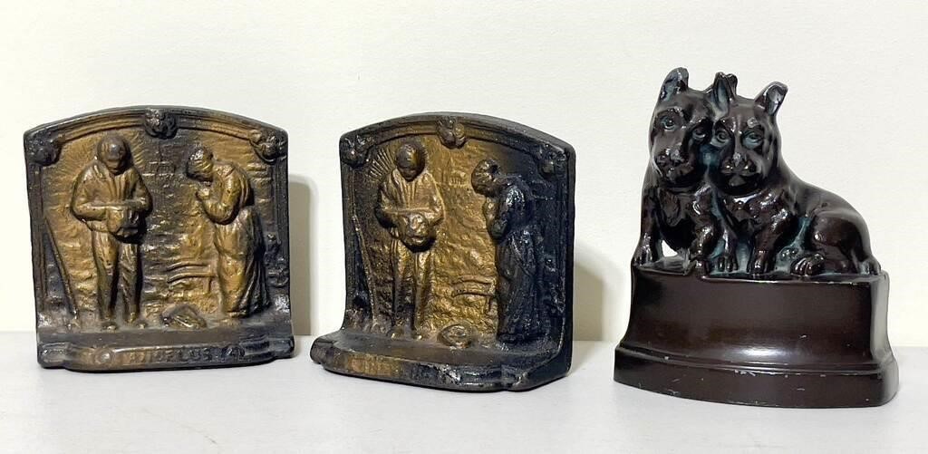 Pair of cast iron "Angelus" bookends