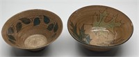 (2) Art Pottery Leaf Themed Bowls