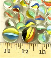 Cats Eye Marbles - approx 70 - 2 are 1" diameter