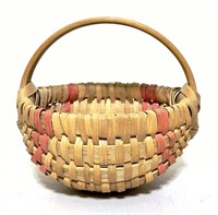 Split oak basket with 2 color rows