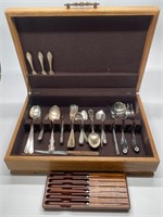 Vintage Silver Plated Flatware and Flatware Box