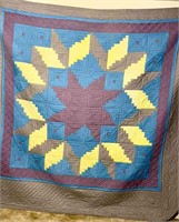 Quilt - Star, approx 97" square. Has slit on one