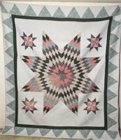 Quilt - Star, approx 88" x 101", signed EMS 93,