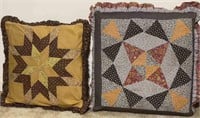 (4) pillows - 3 are patchwork, 1 is lace panel