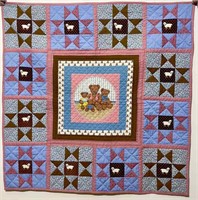 (5) Quilted wall hangings - with bear panel - 42"