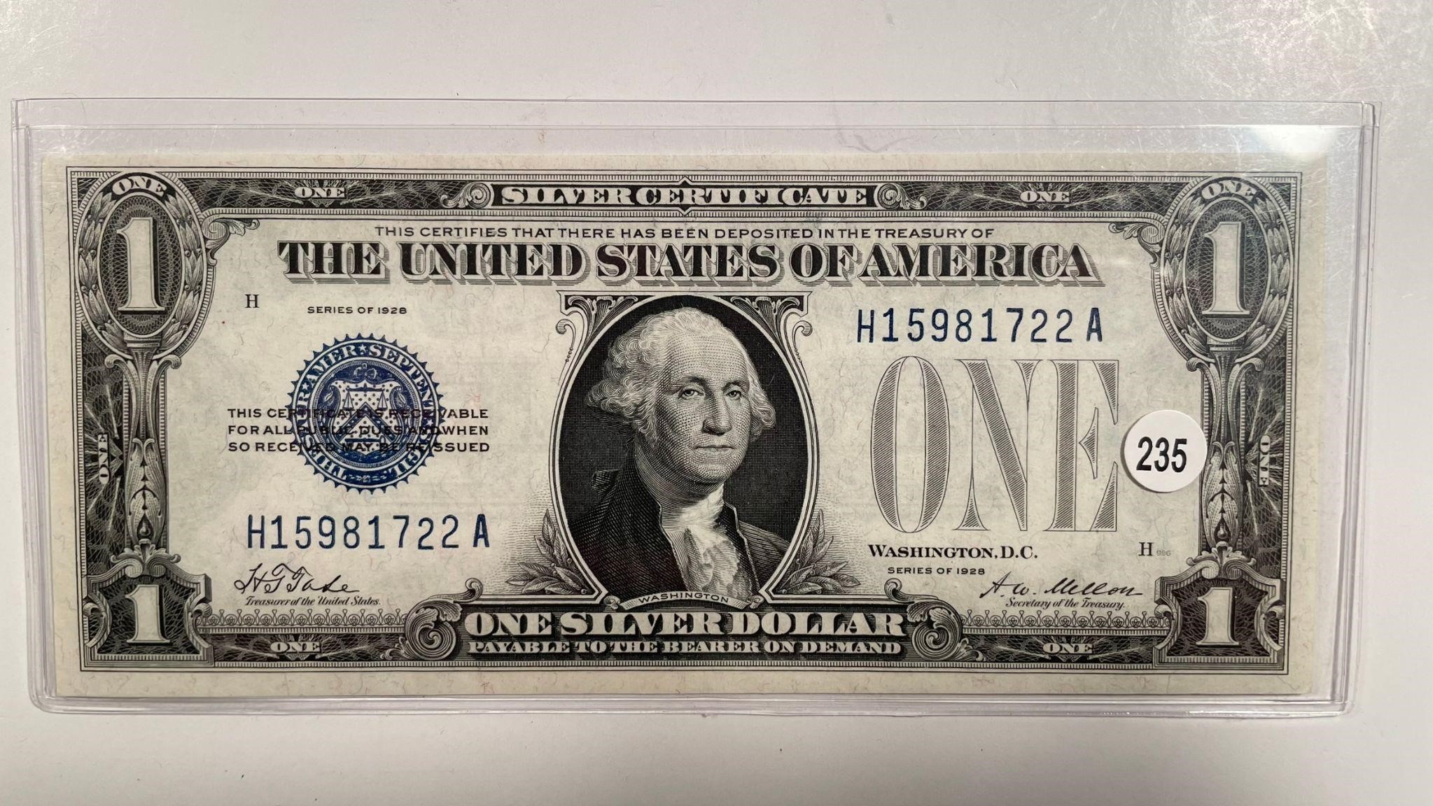1928 ONE DOLLAR SILVER CERTIFICATE MS64