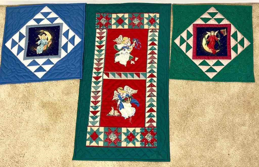 Holiday Quilted Wall Hangings and tree skirt -