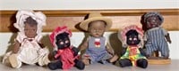 (5) Black Dolls as pictured. Boy with straw hat is