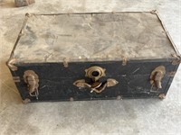 Vintage Metal Trunk 
17 inches deep by 30 inches