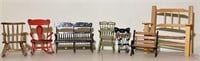 Assorted doll and miniature furniture - settee,
