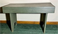 Green bench measuring 32" x 16.5" x 18" high