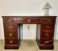 Leather top desk measuring 44' x 22" x 29.5" high