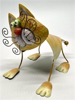 Metal Bobble Head Cat Sculpture