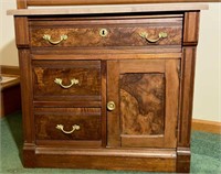 Marble top washstand with dark marble top,