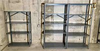 3 metal shelving units - (2) tallest are