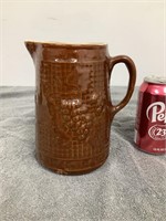 Stoneware Pitcher Grapes and Leaves Pattern