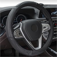 Faux Leather Steering Wheel Cover, Non-Slip  black