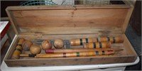 Early Wooden Croquet Set in Box