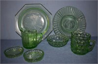 Assorted Green Depression Glass