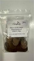 SILVERTOWNE 50 PIECES LINCOLN TEENS WHEAT CENTS