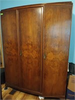 Beautiful 3 door burled walnut armoire 78x60x25