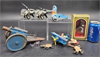 Vintage Mechanical Toys Plane Helicopter More