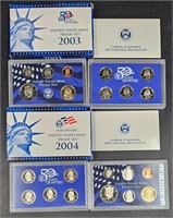 2 Sets US Proof Coins 2003-2004 w Quarters