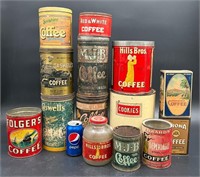 Lot of Vintage Coffee Can Tins w Others
