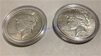 1924 & 1926 Peace silver dollars