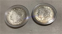 2- 1921 Morgan silver dollars