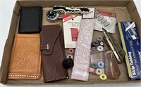 Vintage Sewing Supplies - Thread, Needles - Wallet