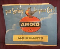 Large Amoco lubricants poster as found