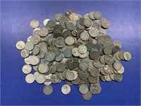 Assortment of World War II, steel wheat pennies