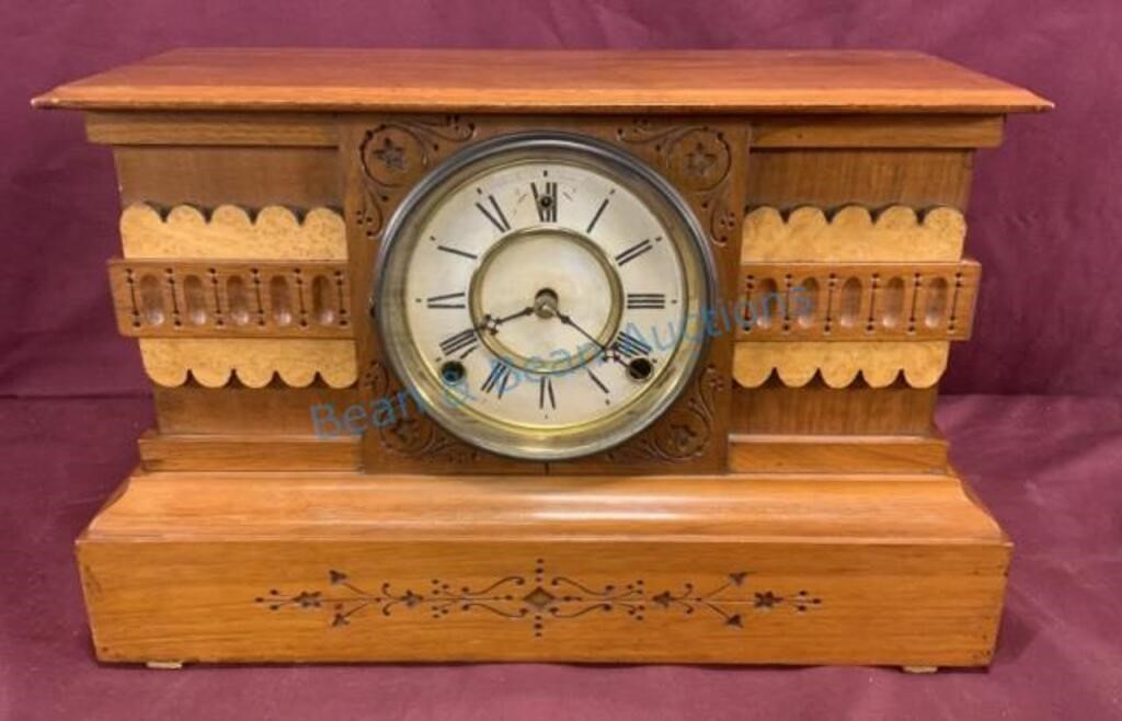 Walnut mantle clock