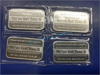 (4)  1 ounce silver bars