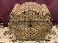 Metal and wicker storage chest