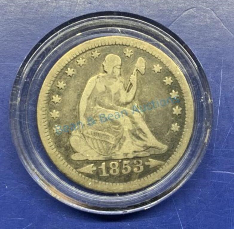 1853 quarter, rays and arrows